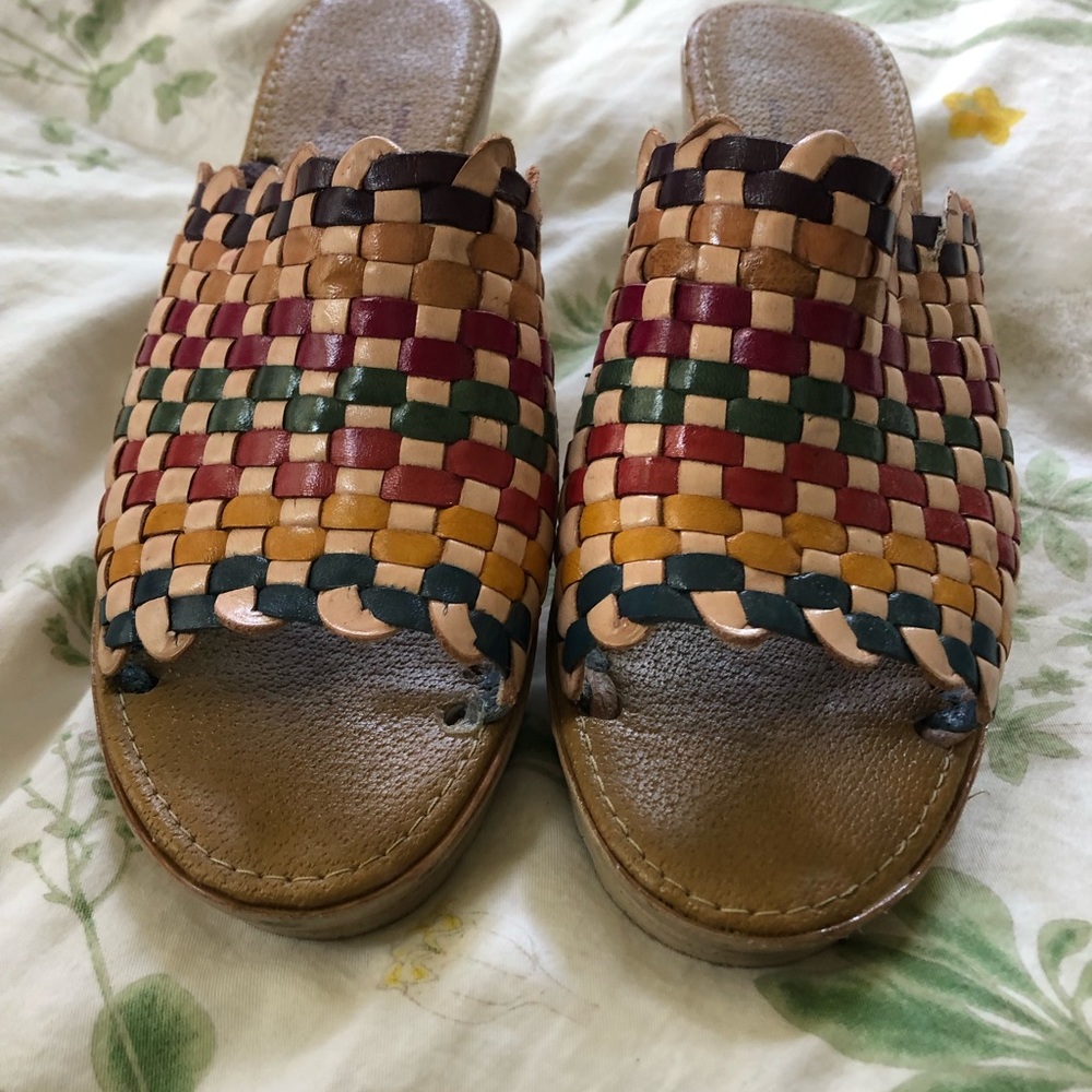 Hand Woven Wedge Mule Slides